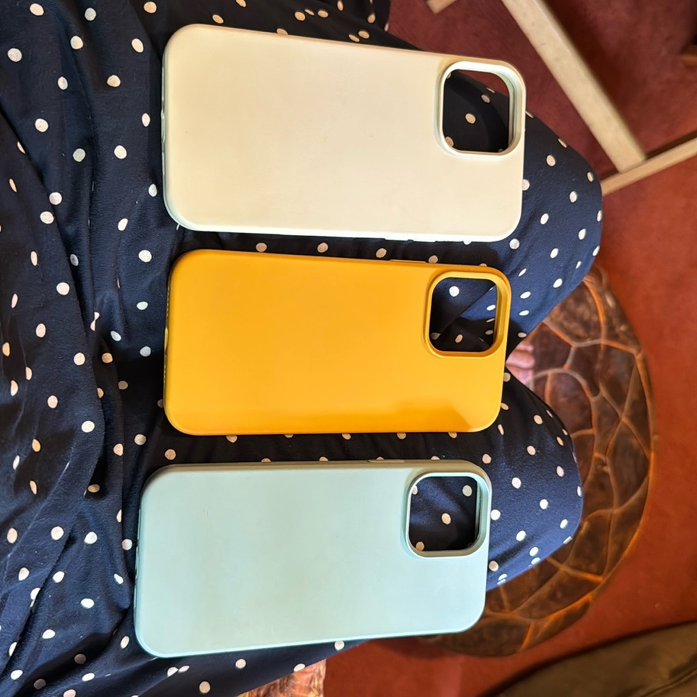 Three silicone cases in like new condition for iphone 13 pro max phone.